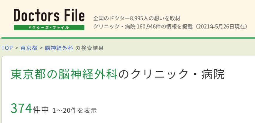 東京都の脳神経外科は374件